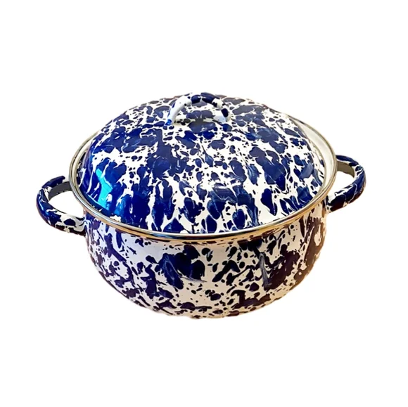 Golden Rabbit Enamel Ware Cobalt Swirl Mini-Dutch Oven - Picture 2 of 6